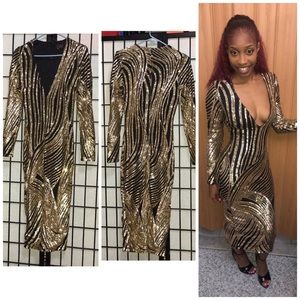 Gold & Black Embroidery Dress